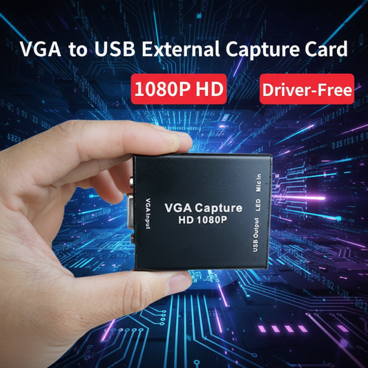 XingZers VGA to USB 1080P Video Capture Card with Audio – Plug & Play USB 2.0/3.0 Converter for PC, Laptop, Android, and Linux