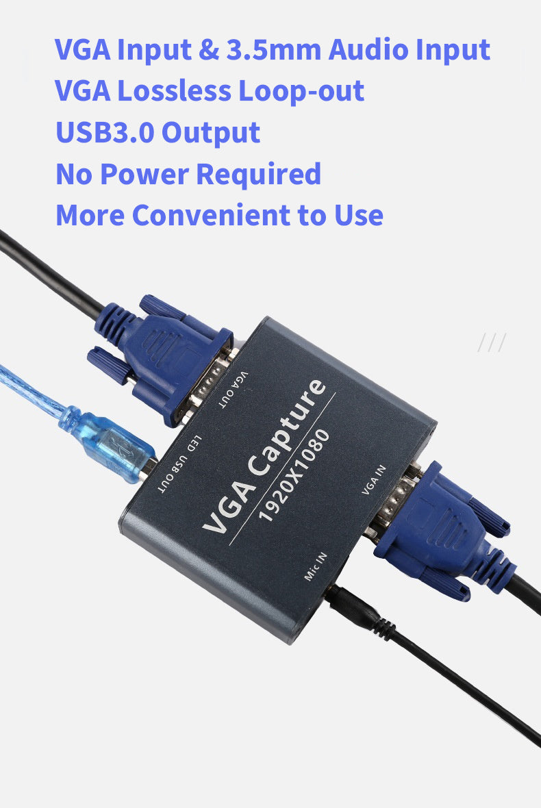VGA to USB 3.0 Video Capture Card with Loop Out, 1080P 30FPS, Driver Free UVC UAC for Medical Imaging, Industrial Camera and Live Streaming - 产品详情图 6