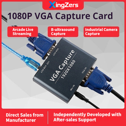 XingZers 1080P VGA Video Capture Card for Live Streaming, Ultrasound and Industrial Camera Capture